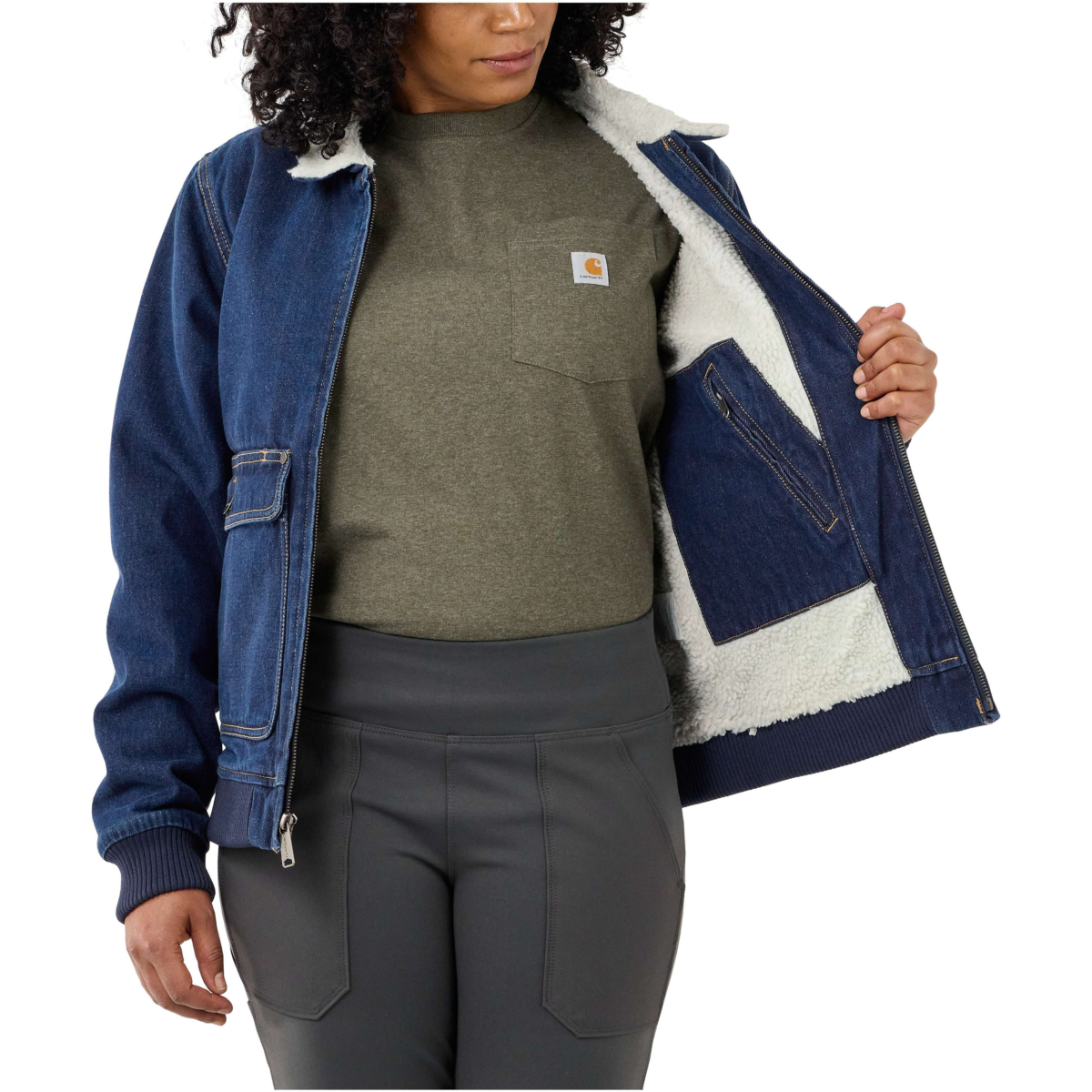 Kurtka z denimu Rugged Flex® relaxed fit z podszewką z materiału Sherpa